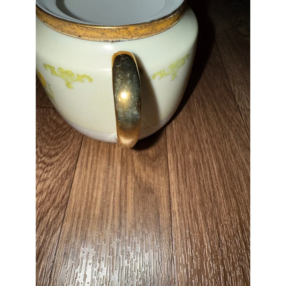 Vintage Cream Floral Sugar Bowl with‎ Lid and Creamer Set Made in Japan